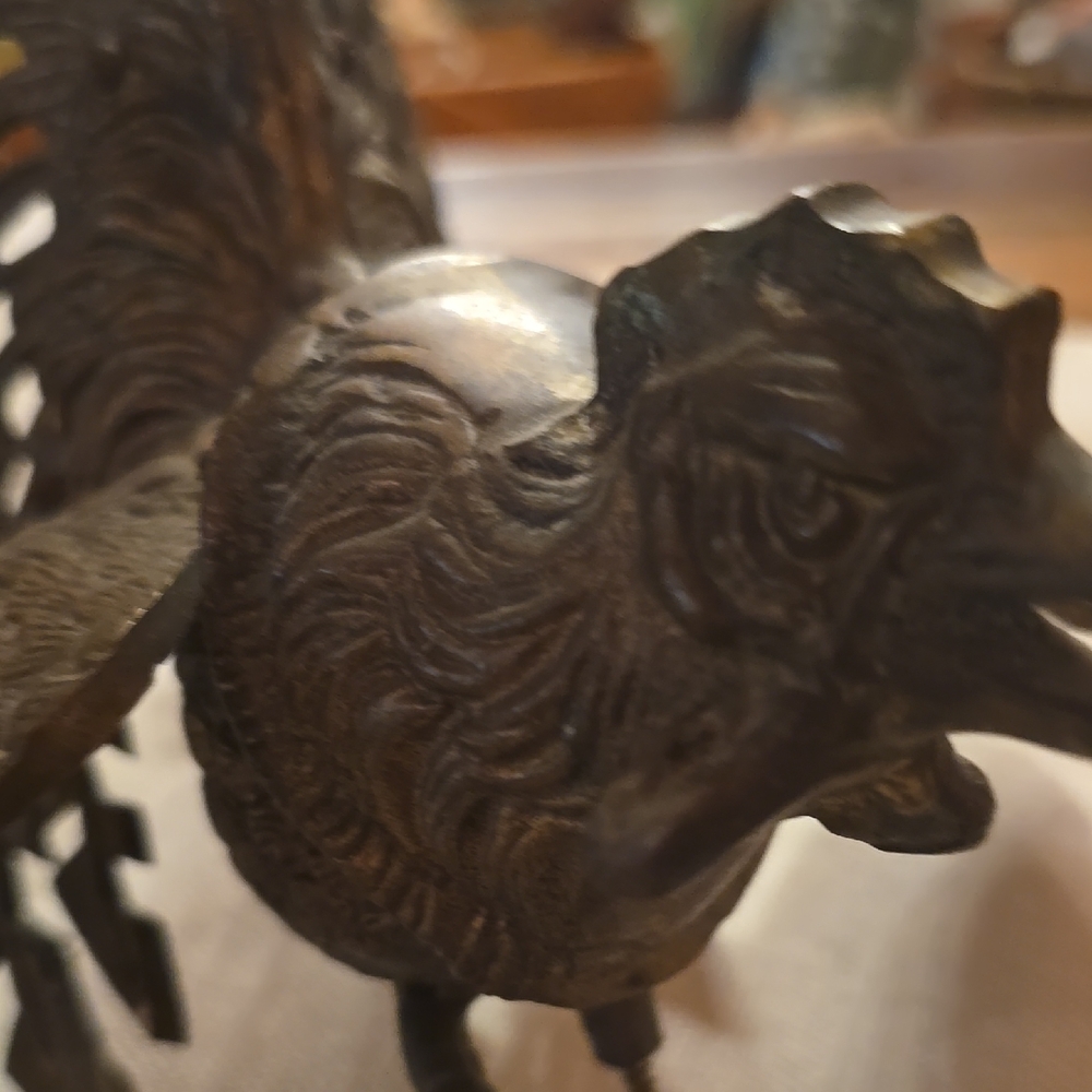 Vintage Bronze Rooster Figurine